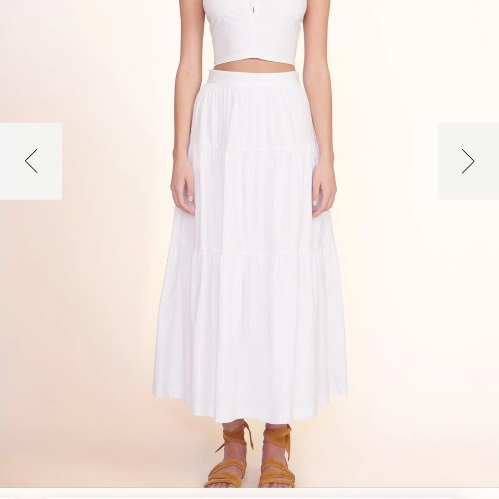 STAUD Summer White Maxi Tiered Skirt